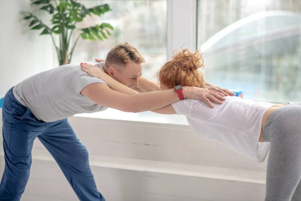 Gentle stretching session focusing on posture alignment